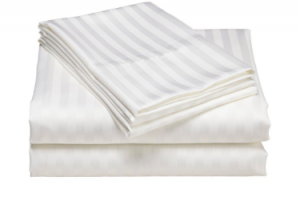 Striped satin fitted sheet or flat sheet